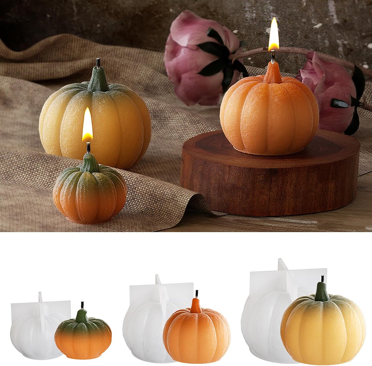 3 Pack Pumpkin Resin Molds Pumpkin Mold(ehd-pumpkin-3-pack-38789)2 x 1 x 1 inches